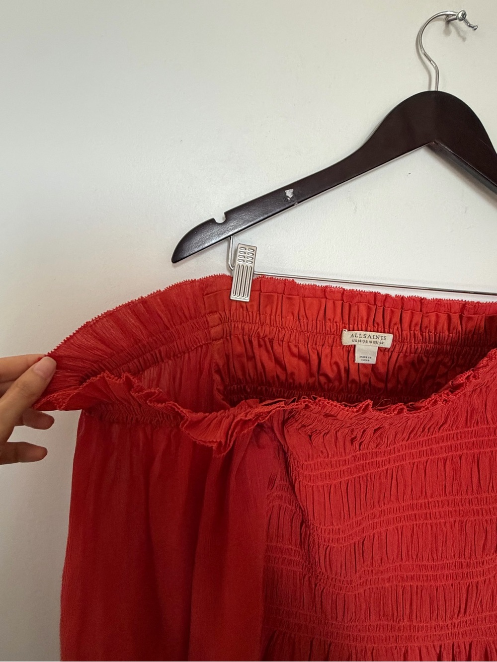 AllSaints Lara Off-The-Shoulder Top in Orange - 10 - Picture 9 of 12